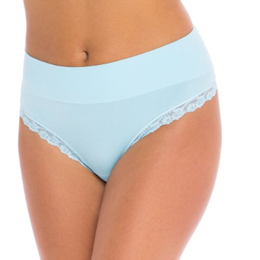 Light Blue Lace Trim Thong Panties